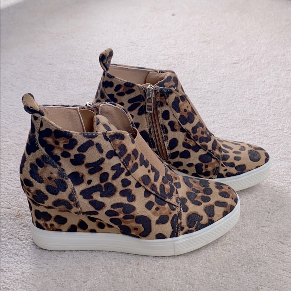 Leopard sneaker wedges
